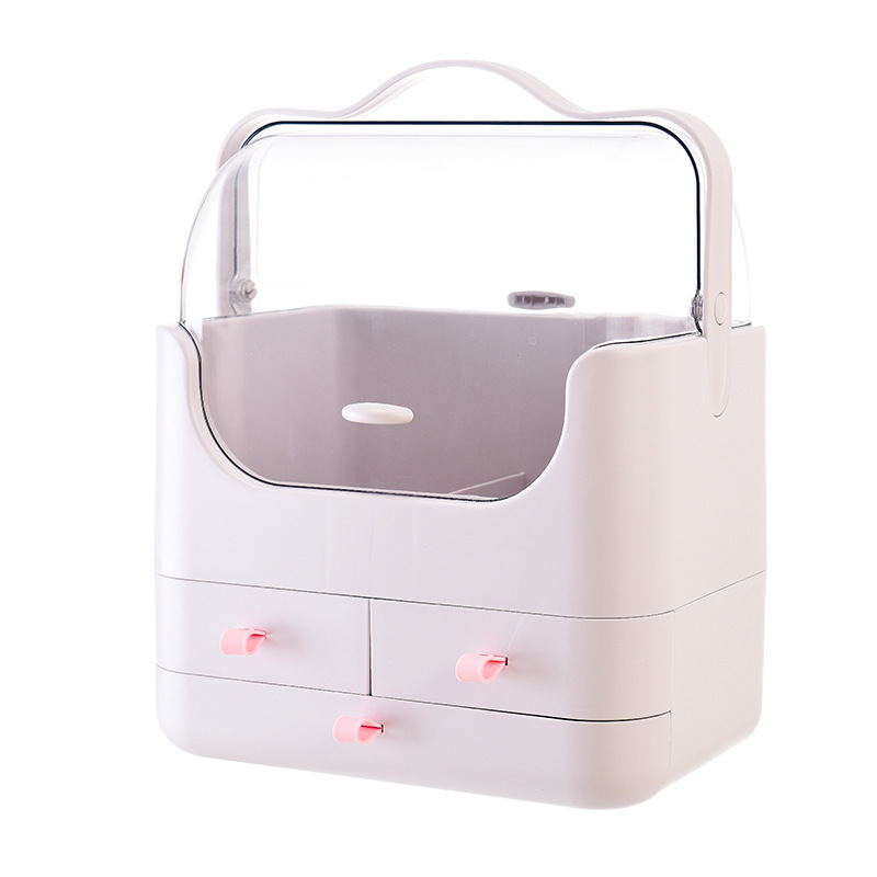 Acrylic WhiteTransparent Portable Dust Cosmetic Storage Box