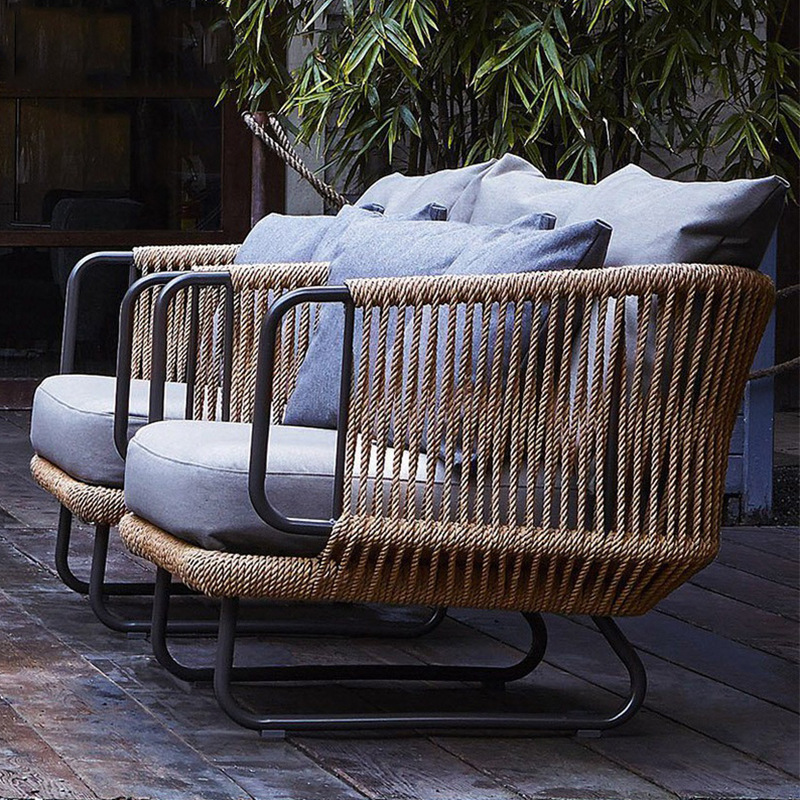 Nordic Outdoor Sofa Furniture Customized Outdoor Courtyard Garden Balcony Terrace Leisure Creative Woven Rattan Sofa