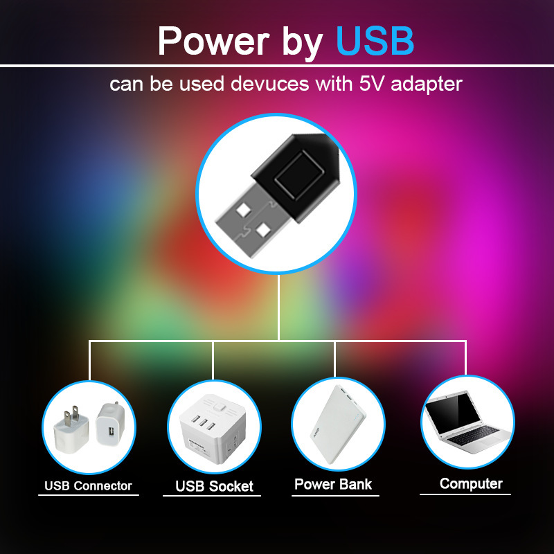 USB Powered LED Lights With 5050rgb Epoxy Waterproof DC 5v TV Background Lighting DIY Decorative Lamps input Voltage 5 (V) LED