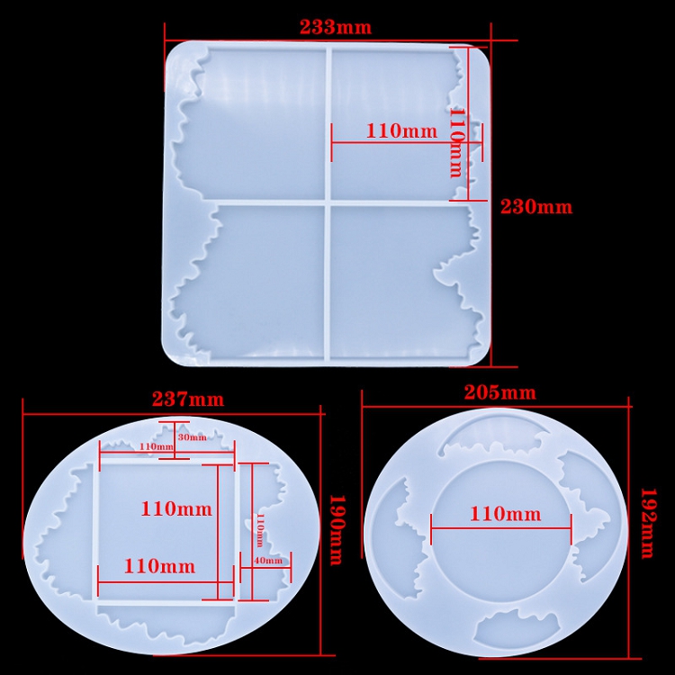 DIY Epoxy Molds Various Shapes Wave-shaped Table Coaster Round Mirror Hand-made Wave Coaster