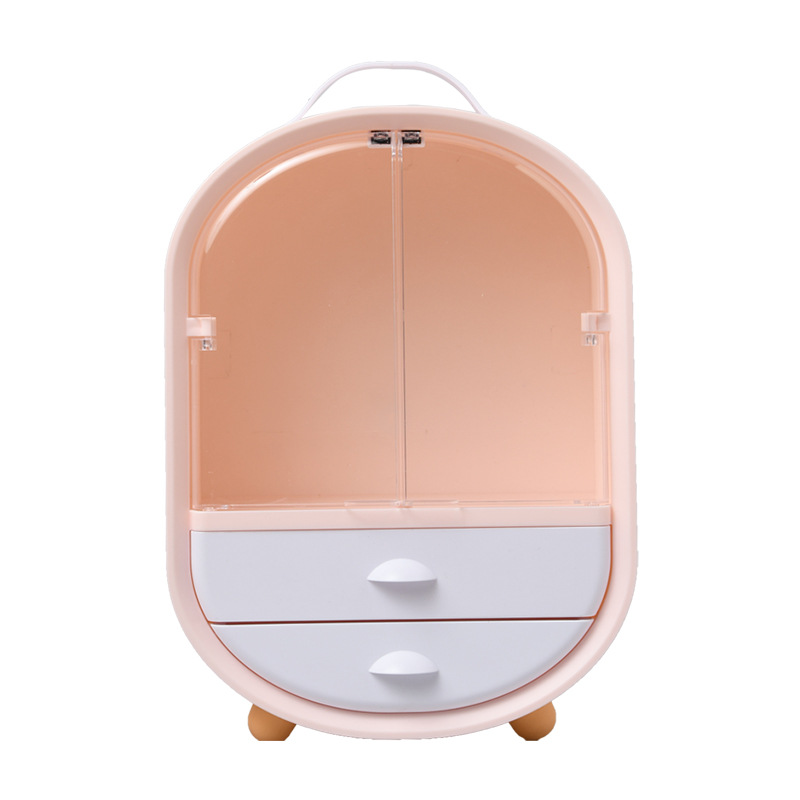 Portable new design touch screen vanity smart 150 degree rotation makeup led mirror with tool storage box
