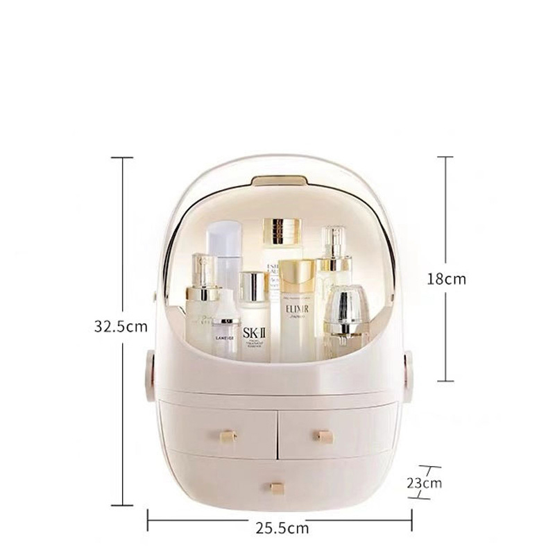 New Gadgets Multifunctional Modern Large capacity Led Mirror Cosmetic Organizer Makeup Storage Box with Drawers