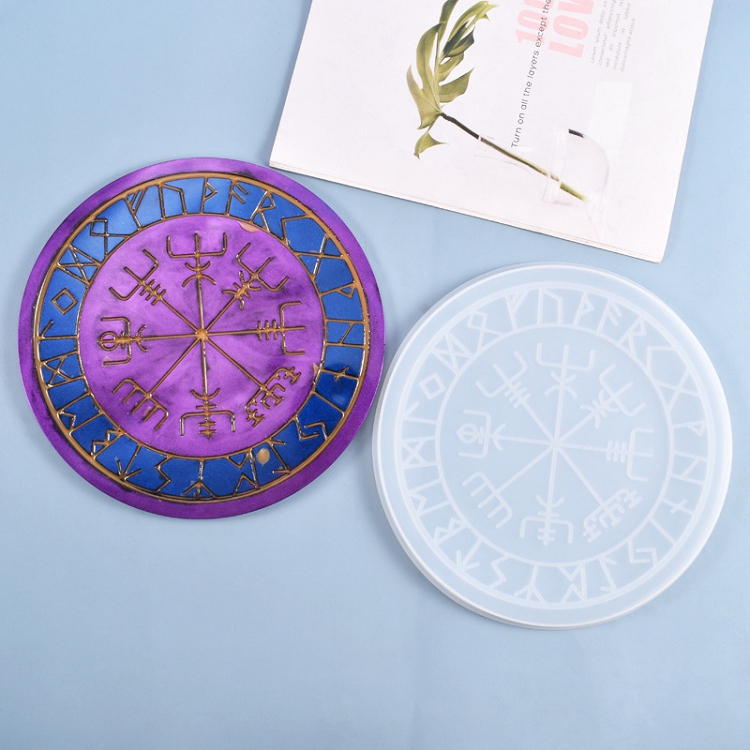 1Pcs DIY Crystal UV Epoxy Mold Fun Divination Compass Dice Rune Letter Epoxy Mold