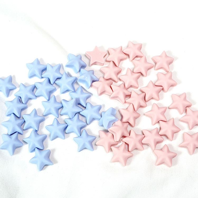 New chubby flat round five-pointed star star resin accessories DIY cream glue phone case jewelry