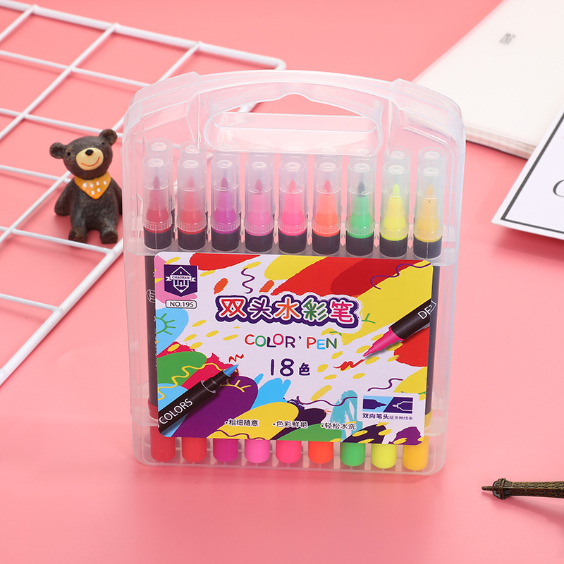 Promotional Felt Tip Plastic Water Color Fiber Pens Water Color Pen Set Set of 12-24colors