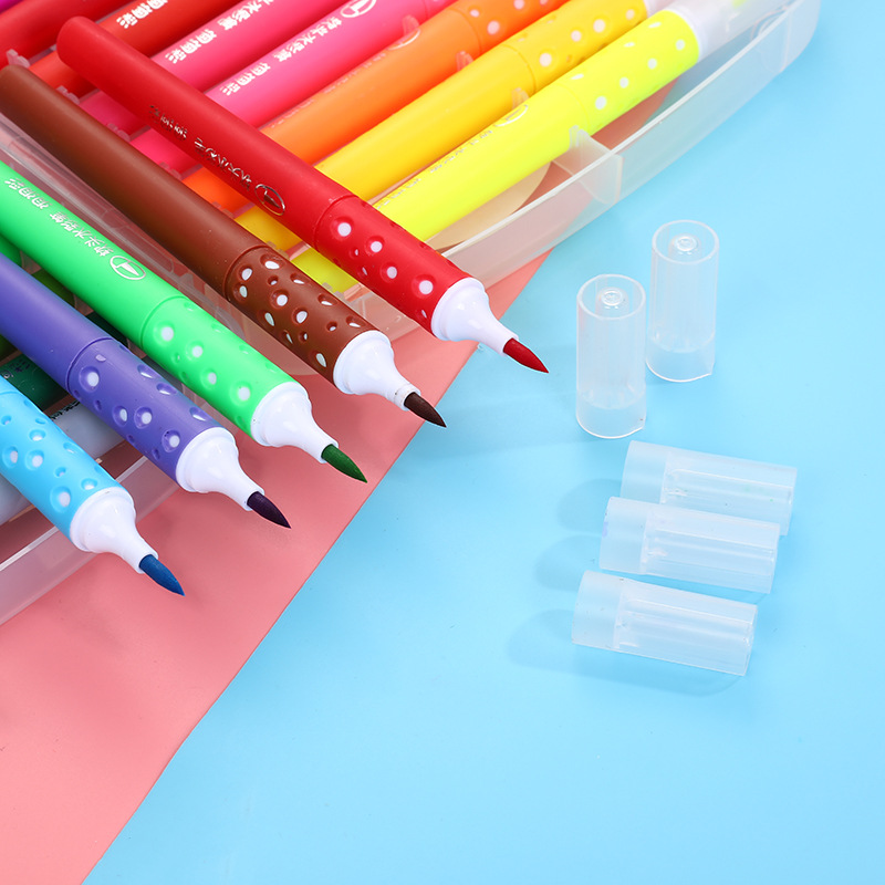 Wholesale Cartoon Soft Head Kids Washable Watercolor Pen Brush Painting Boxed Marker Pen (12-36colors)