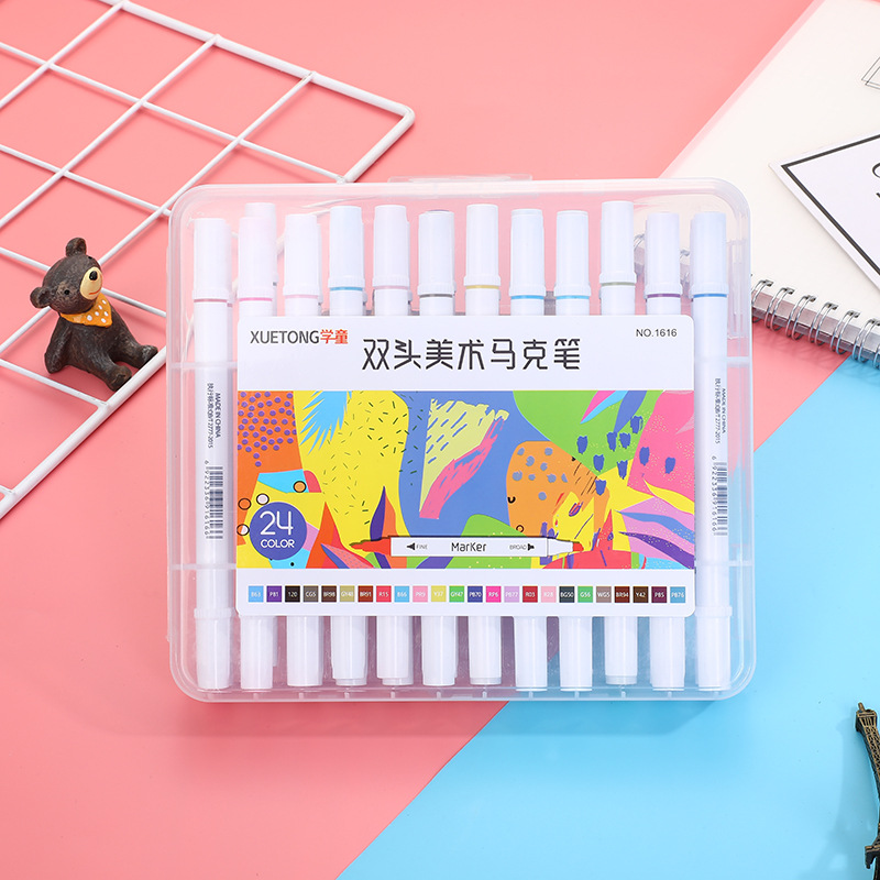 School supplies 12-36colors dual tip fineliner drawing Painting Watercolor Art Marker brush Pens
