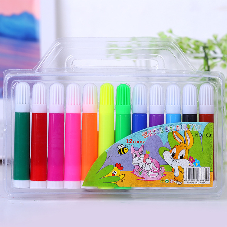 New 12 color high quality environmental protection non-toxic watercolor pen washable watercolor pen painting pen stationery store wholesale