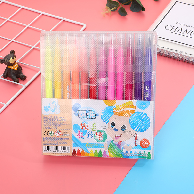 Custom high quality art drawing marker pen school stationery supplies 12-36 colors felt tip watercolor brush pens for kids