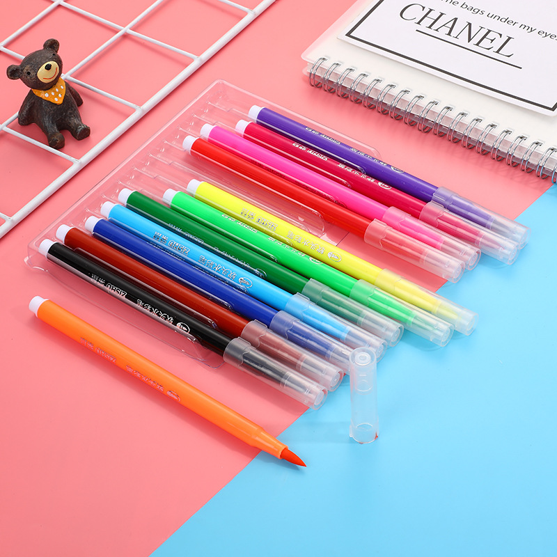 Custom high quality art drawing marker pen school stationery supplies 12-36 colors felt tip watercolor brush pens for kids