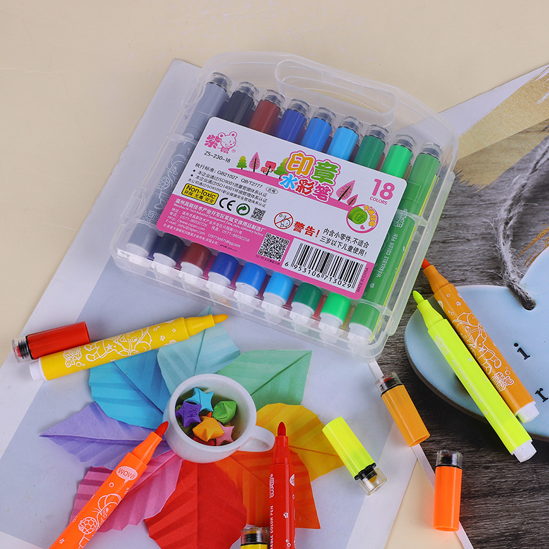 12-36 Colors Cute Stamper Pen Kids Drawing Pens Children Seal