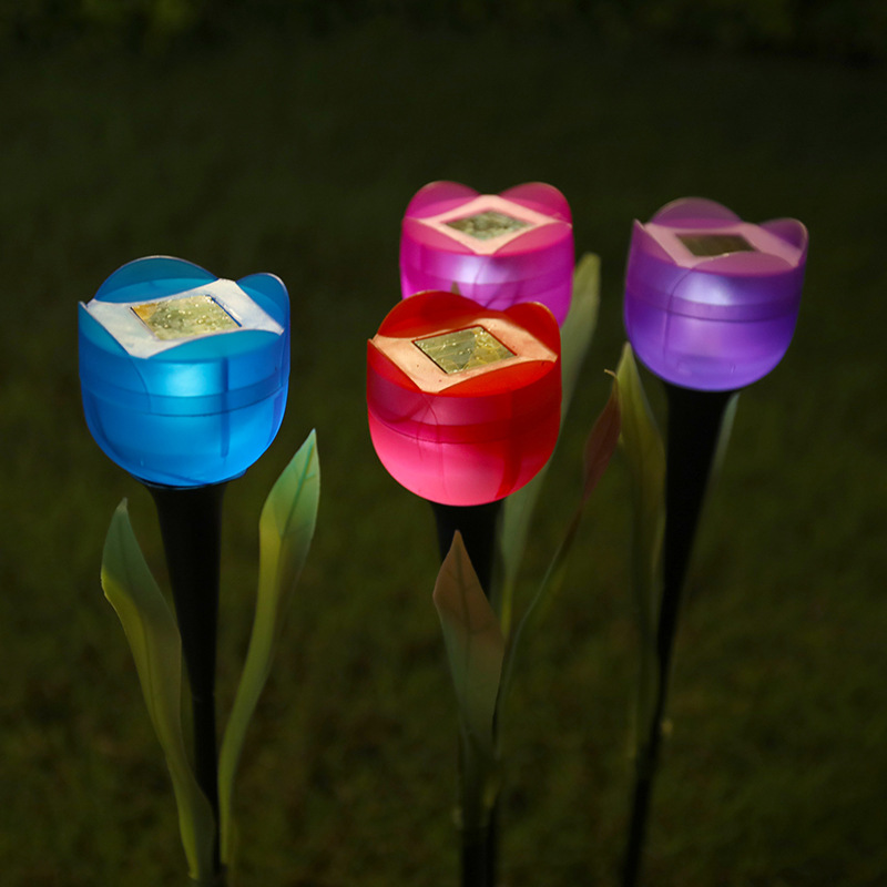 Simulation of large tulip lawn lights LED solar outdoor landscaped garden lights