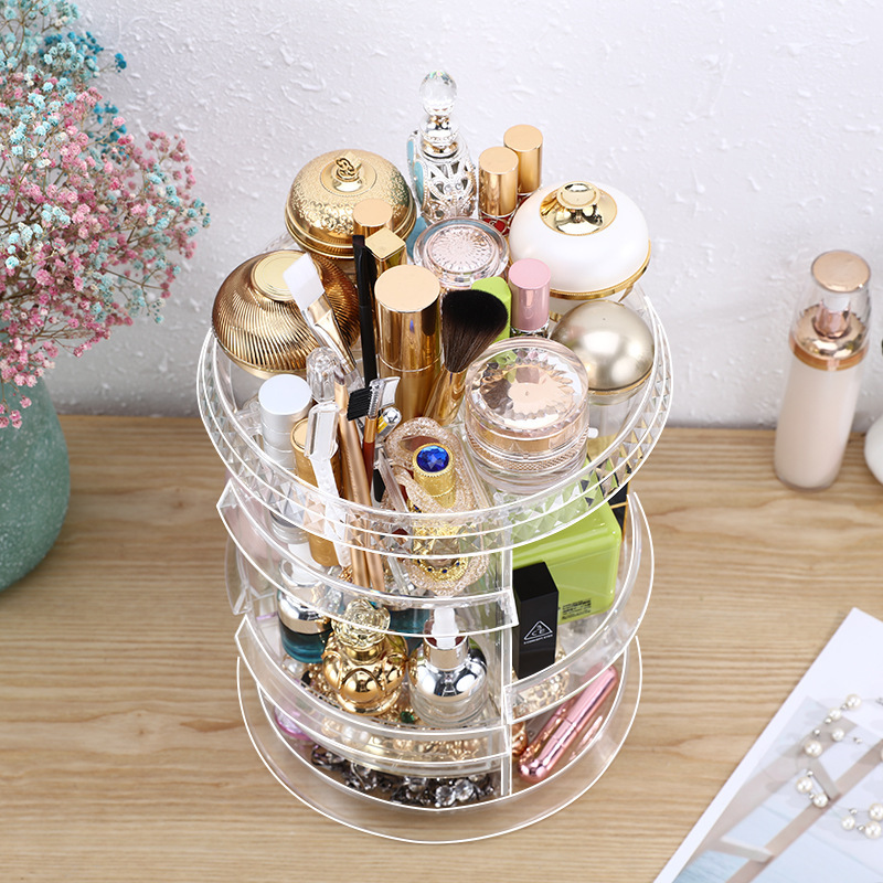 Acrylic Makeup Organizer 360-Degree Rotating Cosmetic Organizer Adjustable Cosmetic Storage Box, Fits for Cosmetics, Brushes