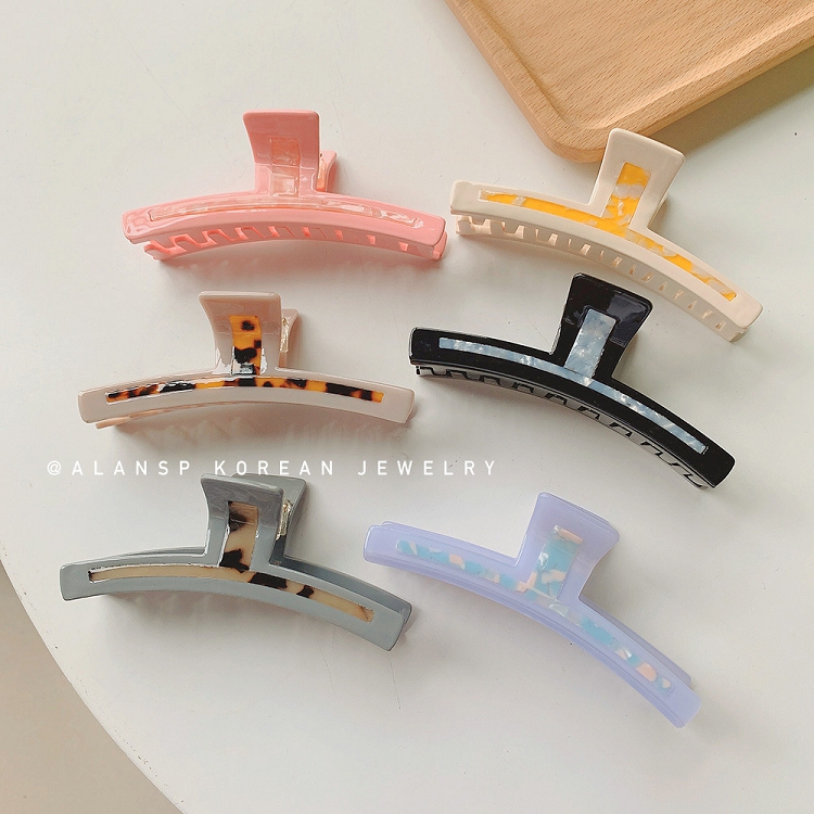 Trendy Style Fashion Women Geometric Rectangle Hair Claws Hair Accessories Grips Acrylic Hair Claw Clip Solid Acetate Clip