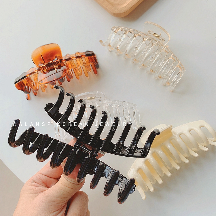 Summer girls simple candy solid color hair tray big grab clip daily home class fast and convenient hair fixation for women
