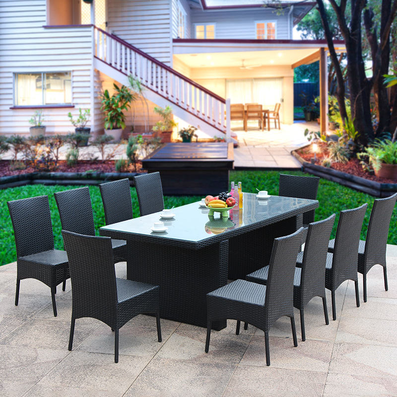 Wholesale Rattan Hotel Furniture Garden Banquet Dining Stainless Chair Wedding Table Set Outdoor Tables