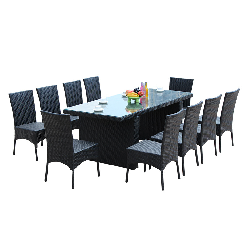 Wholesale Rattan Hotel Furniture Garden Banquet Dining Stainless Chair Wedding Table Set Outdoor Tables