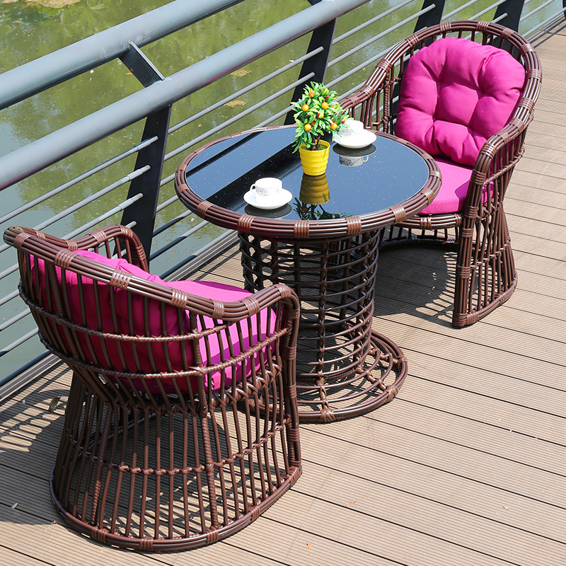 Modern Design Rattan Wicker Chair with Table Outdoor Garden Wicker Chair set