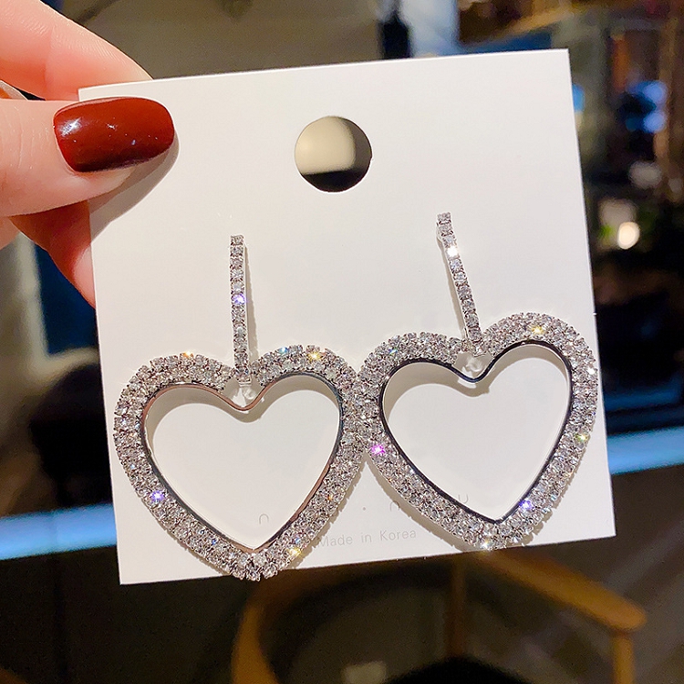 New Dongdaemun S925 silver pin earrings femininity personality asymmetry simple earrings long fringe earrings