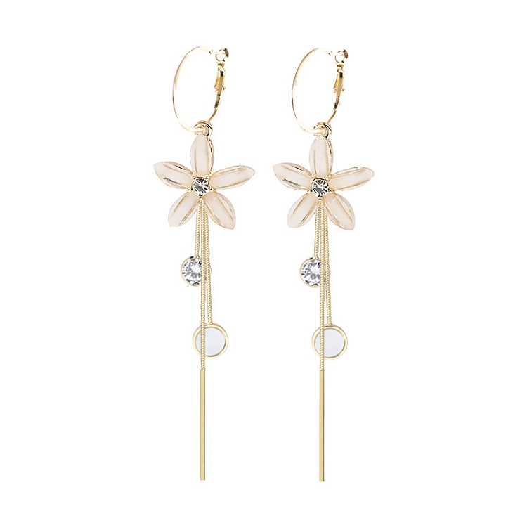 925 silver needle earrings temperament South Korea personality versatile super fairy petals pendant long pendant versatile tassel earrings
