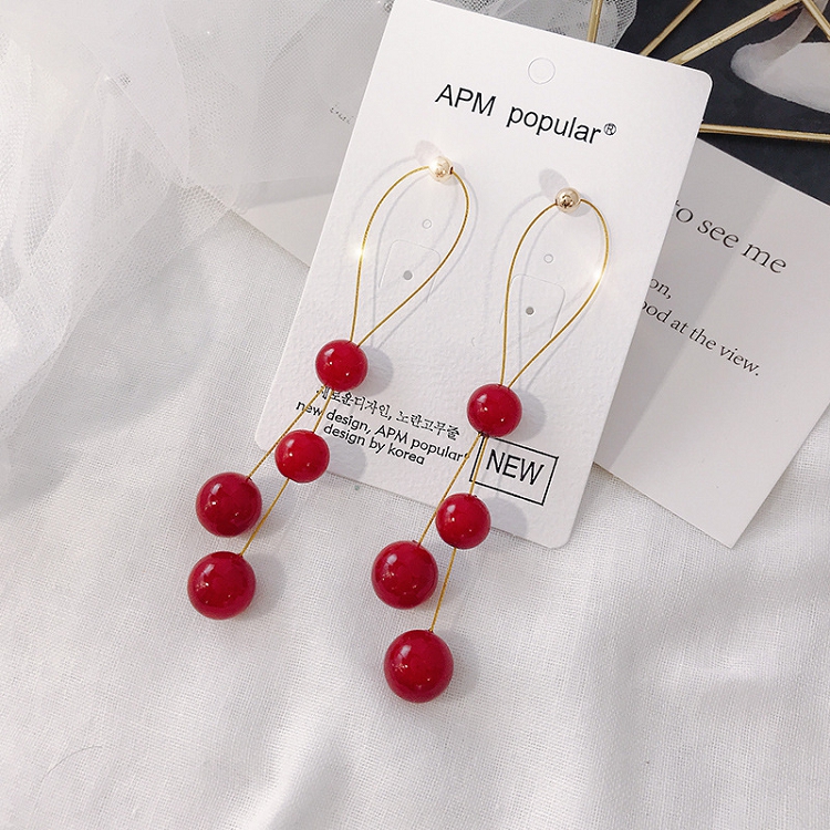 Pearl earrings female pendant long style temperament network red with a celebrity yuan simple personality fashion pendant earrings