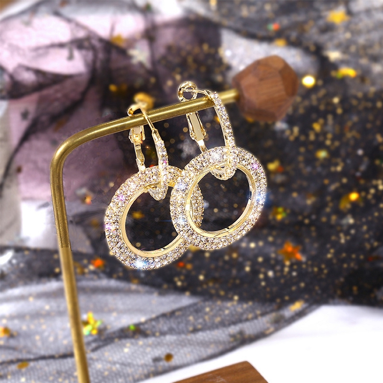 S925 silver needle new fashion exaggerated earrings for women with diamond geometric circle earrings for Women with European and American retro earrings