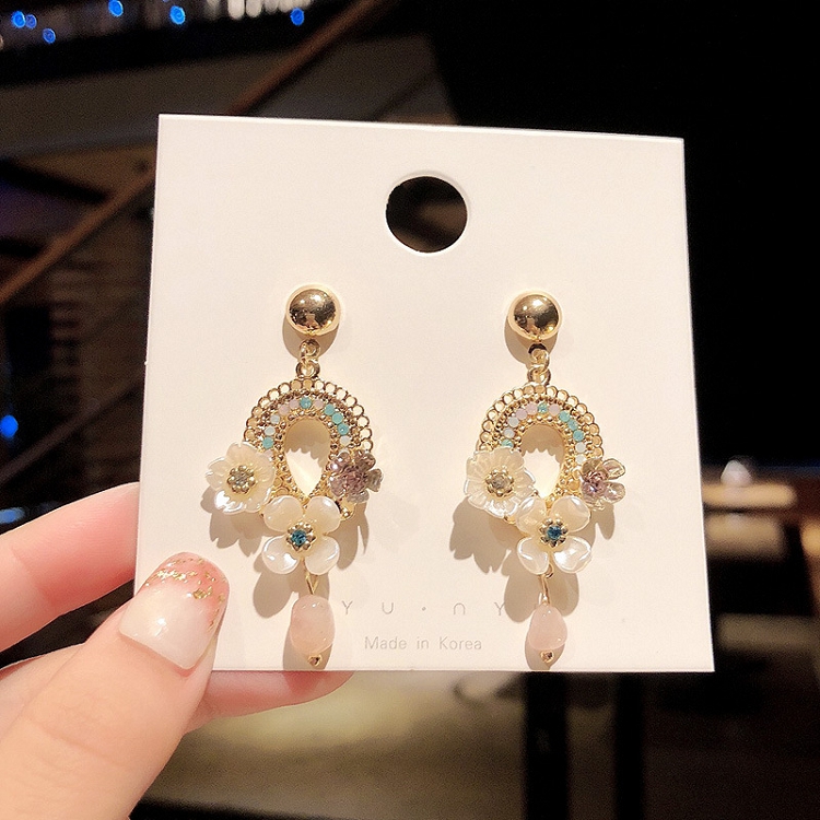 925 silver needle super fairy handcrafted flower earrings long style high fashion earrings temperament tassel earrings