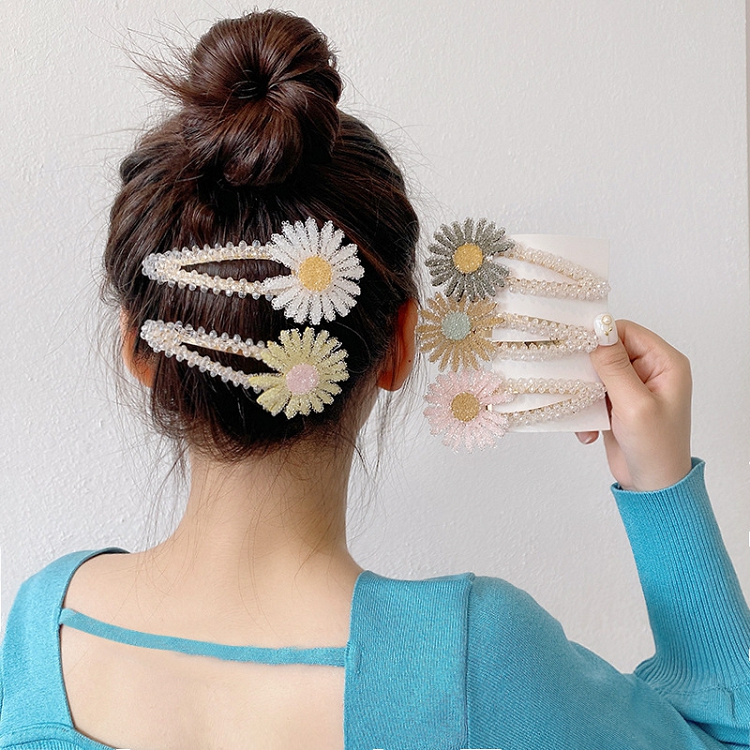 South Korea net red crystal Daisy bangs hairpin lovely summer girls side clip top clip headwear wholesale