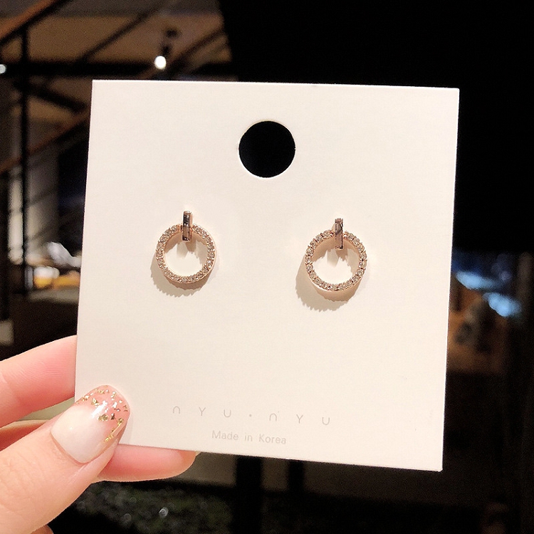 925 silver needle earrings net red circle earrings drop South Korean temperament short earrings simple and fresh set diamond wholesale
