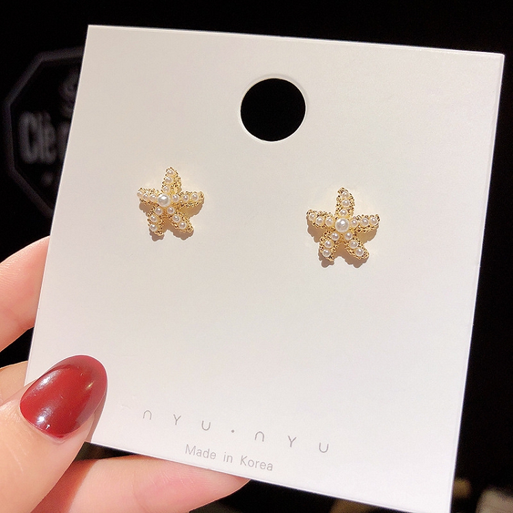 925 Silver needle South Korea Dongdaemun Super fairy starfish short earrings fashion simple personality douyin earrings