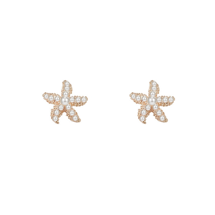 925 Silver needle South Korea Dongdaemun Super fairy starfish short earrings fashion simple personality douyin earrings