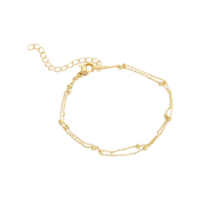 2021 new golden retro double layer bracelet female INS niche design sense of senior personality cold wind hand ornaments