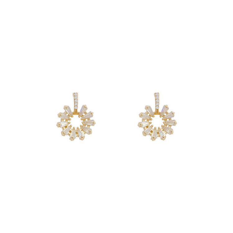 Diamond diamond stud S925 silver needle geometry tik Tok with the same design feeling super fairy earrings for women