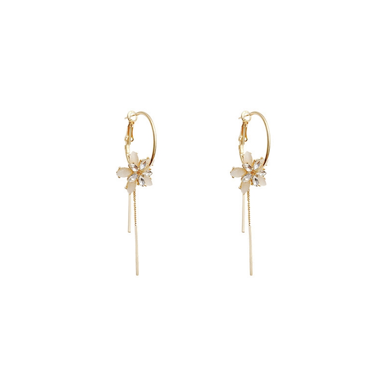 S925 silver needle long style tassel zircon flower earrings female geometry temperament cold wind earrings wholesale products