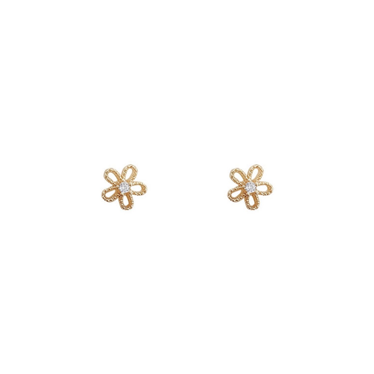S925 silver needle Korean version of the new compact simple five-pointed star earrings micro-inlaid zircon mini fashion temperament earrings for women