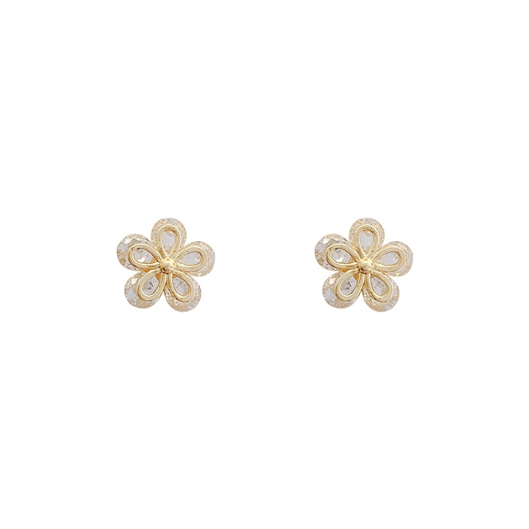 S925 silver needle flower geometric design earrings female INS fashionable temperament set diamond earrings wholesale