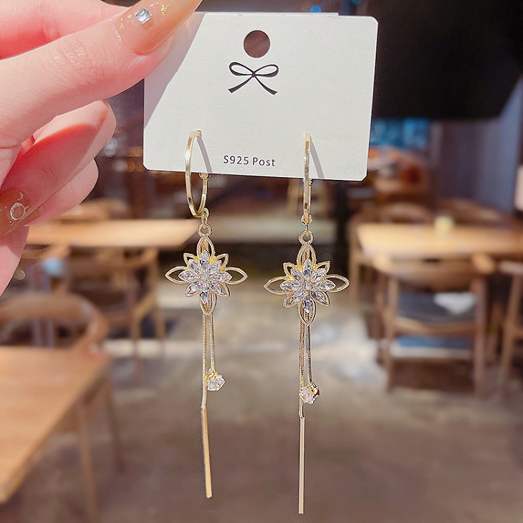 925 silver needle Korean small fresh series geometric flower earrings INS tide net red with simple fashion earrings