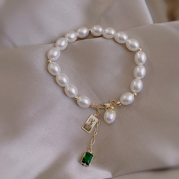 Barlock high imitation pearl bracelet female INS niche design cool wind net red 14K shaped beads hand string gift 