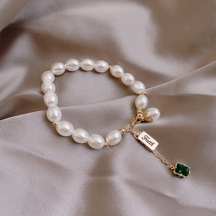 Barlock high imitation pearl bracelet female INS niche design cool wind net red 14K shaped beads hand string gift 