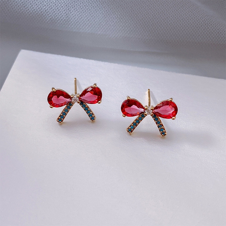 Bow-tie rose delicate small earrings niche 2021 tide French high quality earrings 