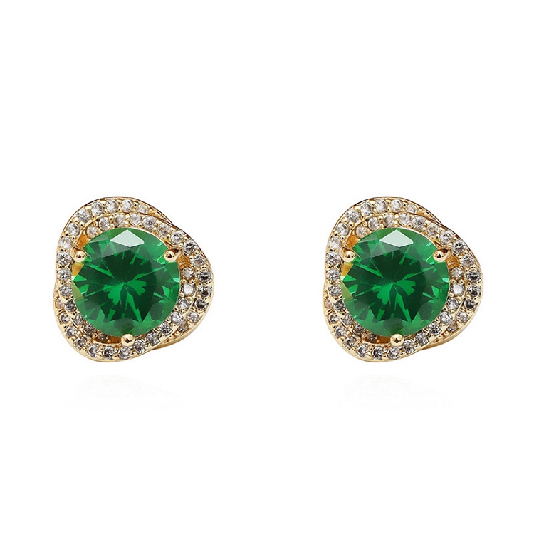 S925 sterling silver vintage socialite temperament earrings artificial emerald earrings fashion all-match earrings factory direct sales 