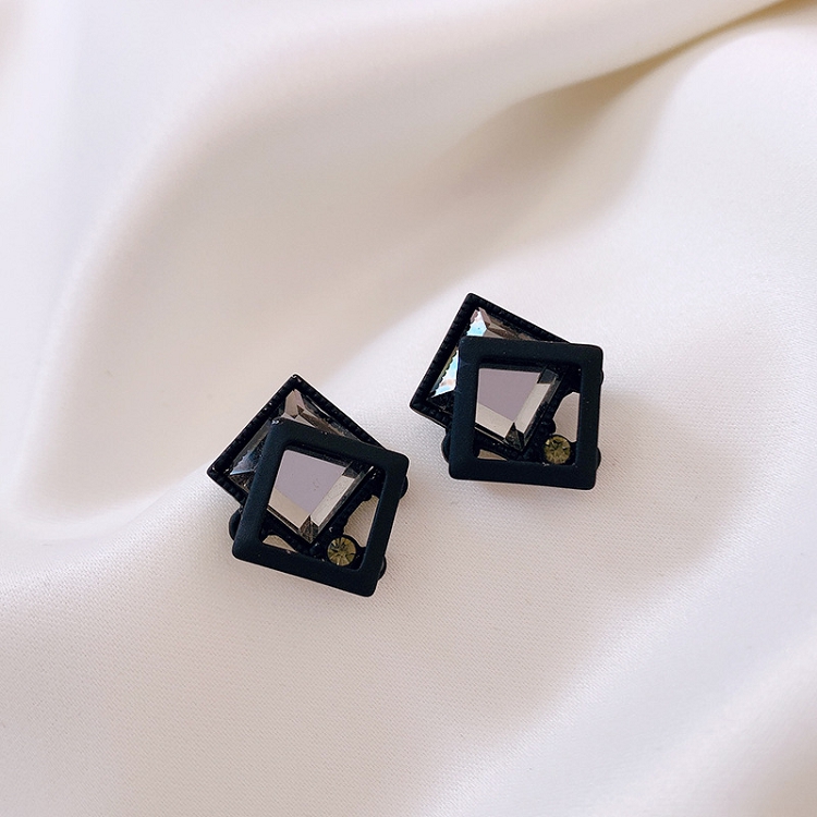 S925 Ruby square earrings 2020 new tide earrings 