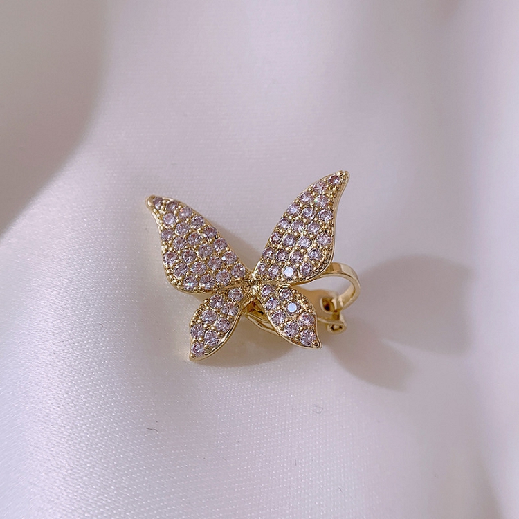 Super fairy cold wind sen temperament micro inlaid small butterfly exquisite ear clip without ear hole ear bone clip ear buckle earring single 