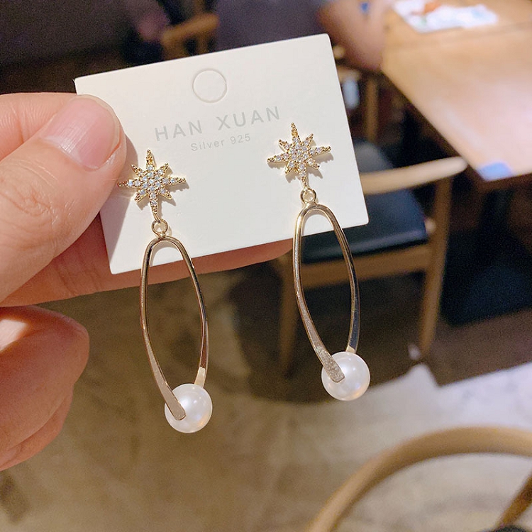 S925 silver needle high sense earrings Ladies French elegant versatile earrings 