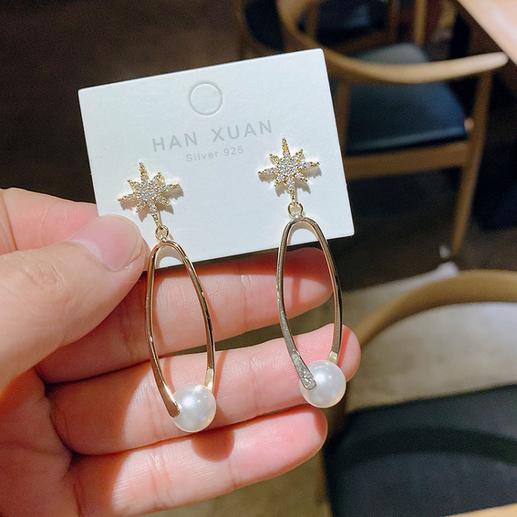 S925 silver needle high sense earrings Ladies French elegant versatile earrings 