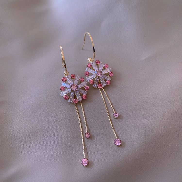 Two wear Japanese South Korea temperament pink full diamond earrings for women 2020 new tide long wearable earring pendant earrings 