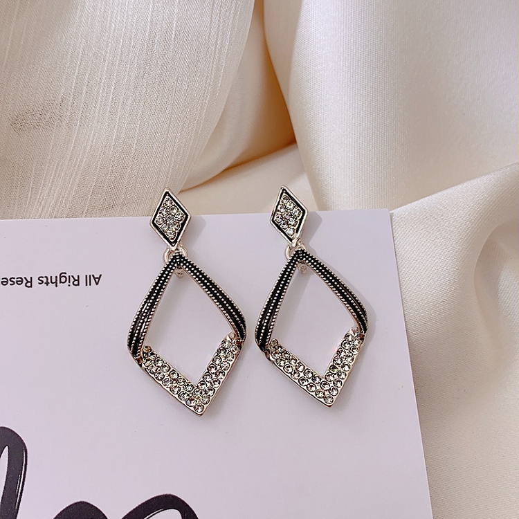 S925 Silver needle earrings geometric retro diamond-shaped earrings versatile earrings 