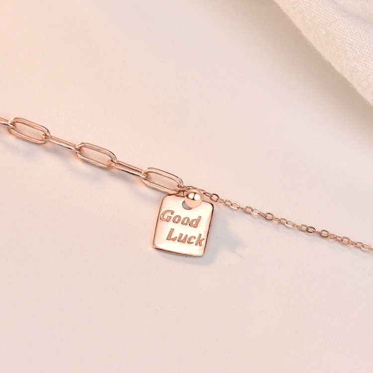 S925 sterling silver letters GoodLuck square brand bracelet women's INS European and American wind trend fashion accessories