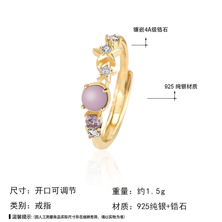 S925 silver plated 14K gold ring for women with zircon inlaid fashion Princess series for women