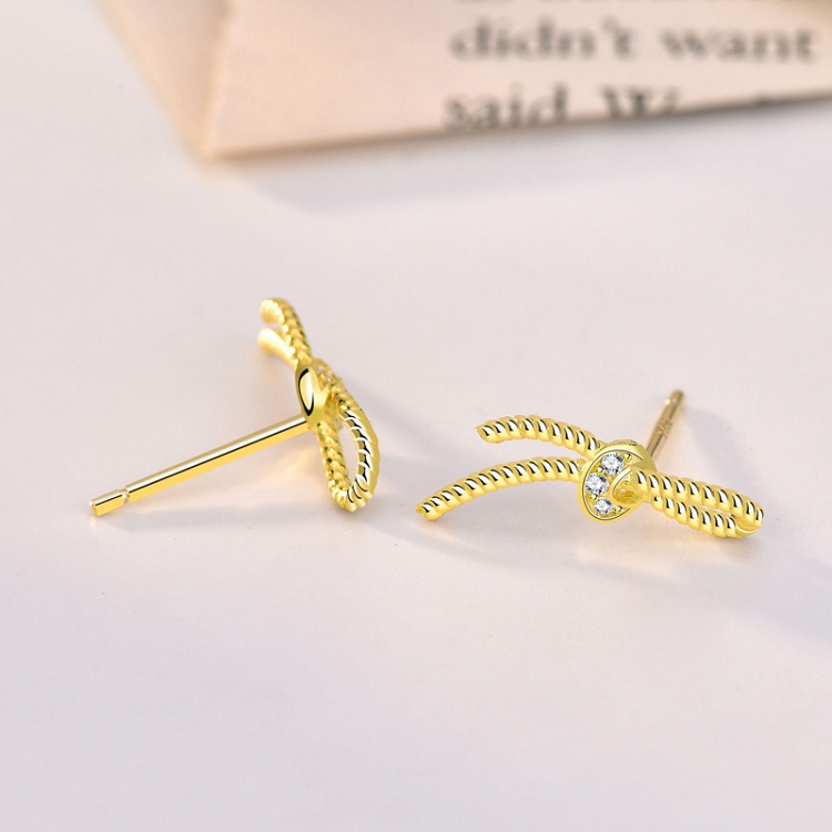S925 pure silver bow earrings female Japanese and Korean wind simple sweet small earrings wholesale